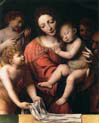 the virgin holding the sleeping child with saint john and two angels